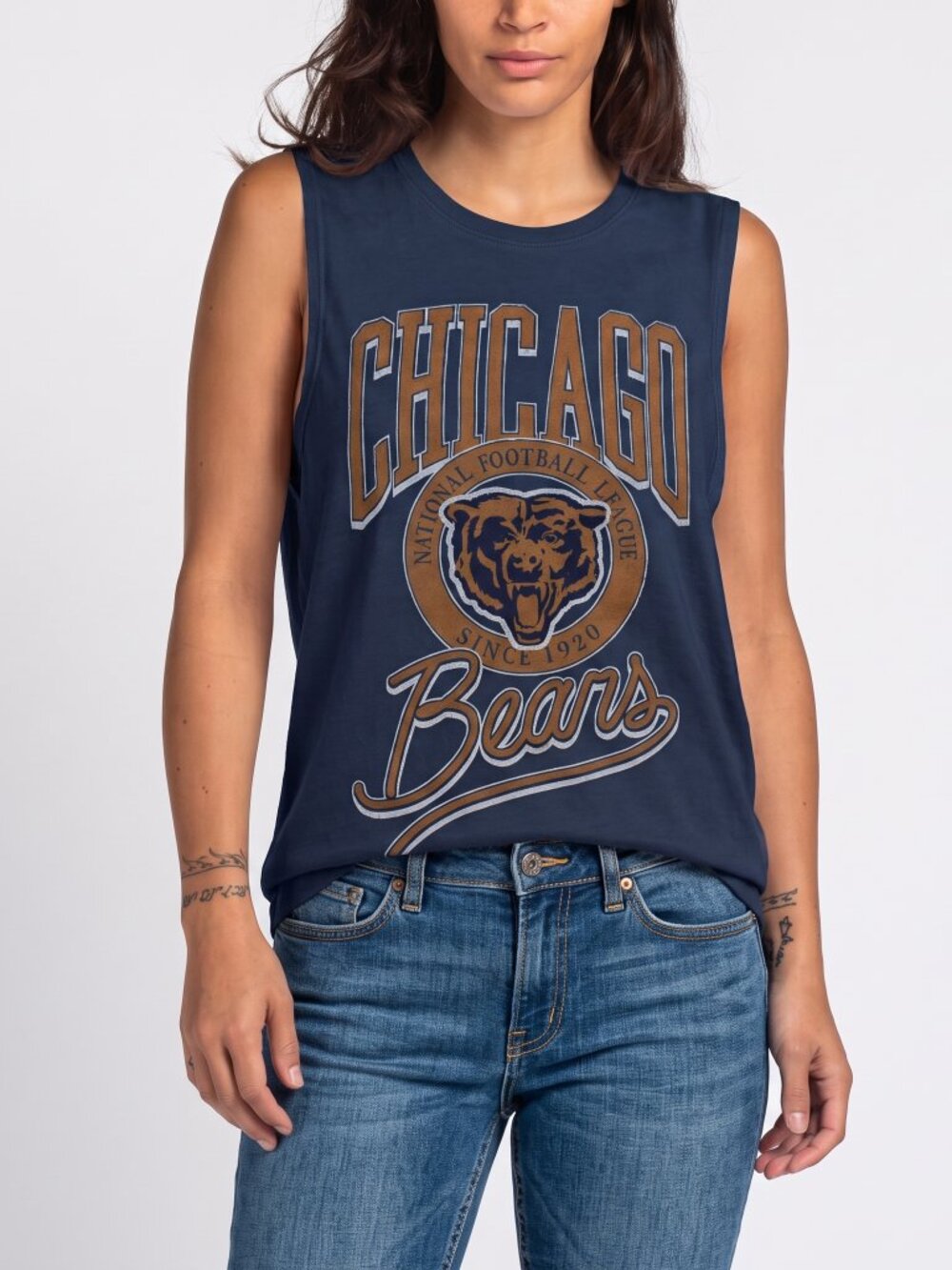 Junk Food Womens NFL Chicago Bears Vintage Muscle Tank Shirt New